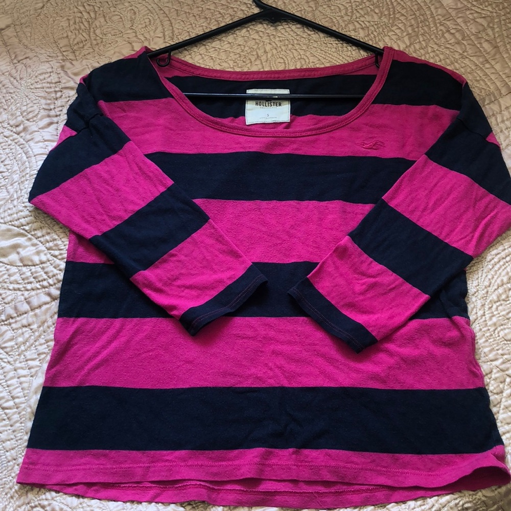 Navy blue and pink Hollister shirt